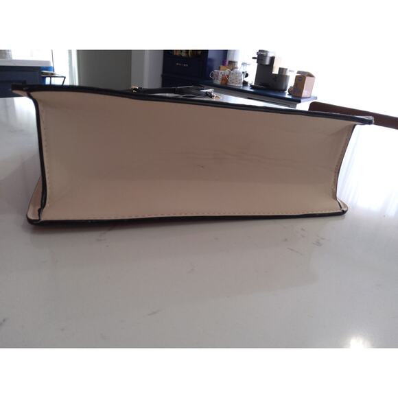 Chic Leather embossed Crossbody satchel Cream cognac Top handle classic luxury - Picture 9 of 12